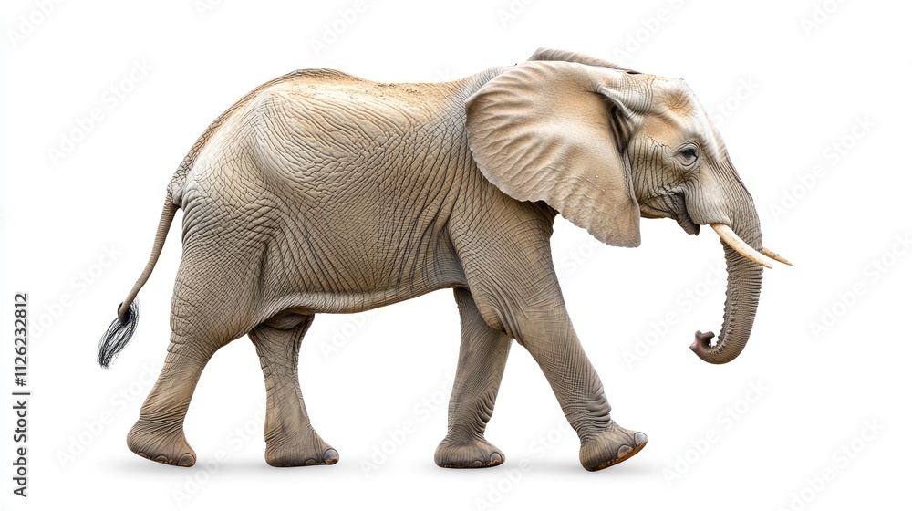 Obraz premium Walking Elephant Isolated On White Background
