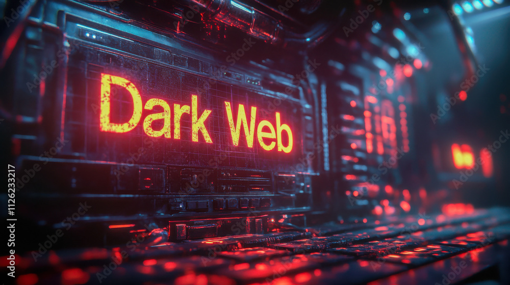 Futuristic digital display highlighting the concept of the dark web Futuristic digital display highlighting the concept of the dark web