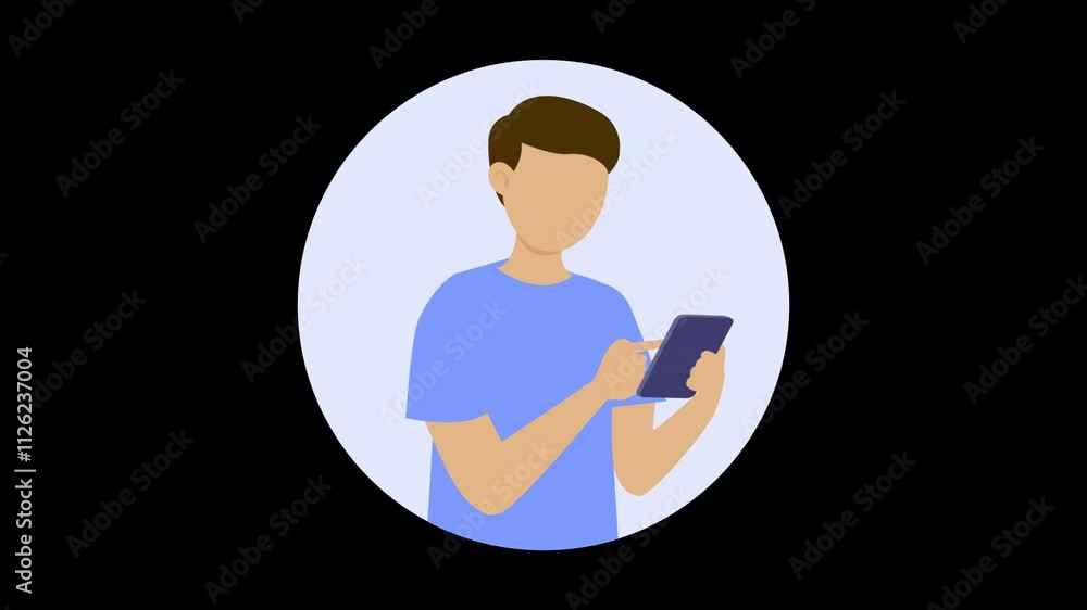 Man Using Tab Animation HD On Alpha Man Using Tab Animation HD On Alpha
