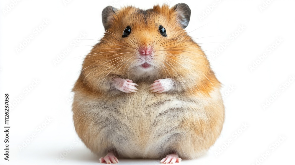 Adorable Golden Hamster Posing on White Background Adorable Golden Hamster Posing on White Background