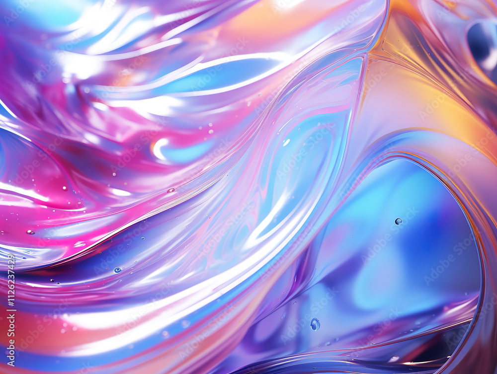 Fototapeta premium Awesome Seamless iridescent silver holographic chrome foil vaporwave background texture