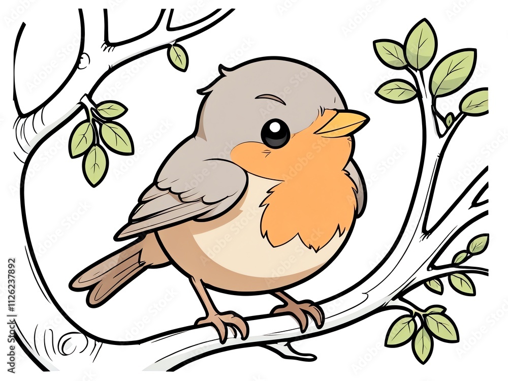 Adorable Robin Redbreast Perched on a Branch Adorable Robin Redbreast Perched on a Branch