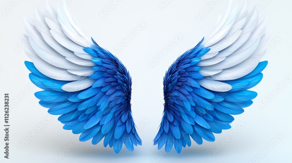 Fototapeta premium The wings of a bird are shown in blue and white