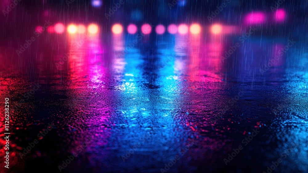 Fototapeta premium Neon Rain: City Nightscape