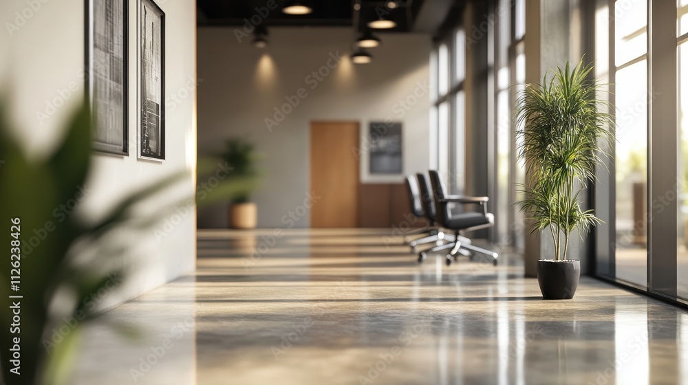 Fototapeta premium Serene and Modern Office Space with Sleek Interior Design