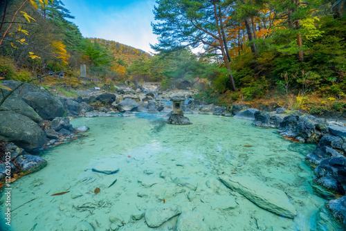 群馬県草津町　草津温泉の西の河原公園の風景