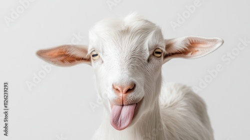 Portrait of a Playful Goat with Tongue Out