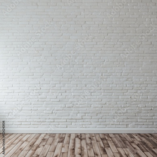 Grungy brick wall room with wooden floor, perfect for vintage interior design backdrop-Generated AI