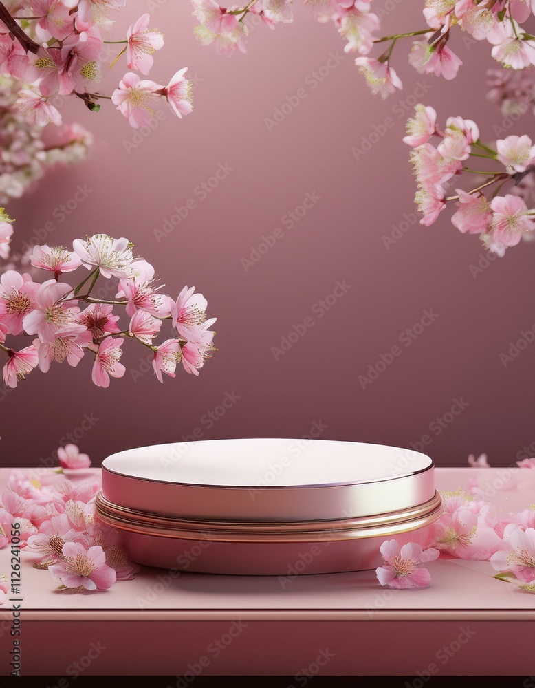 Generated image valentine's day background with pink podium Generated image valentine's day background with pink podium