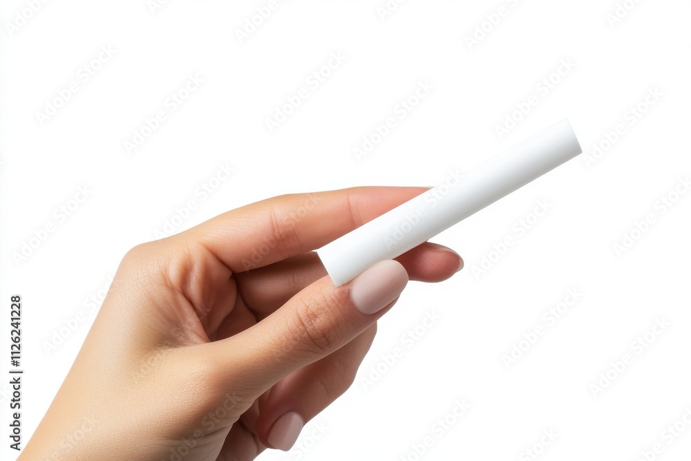 A close up of a hand holding a plain white cosmetic tube with a minimalist design