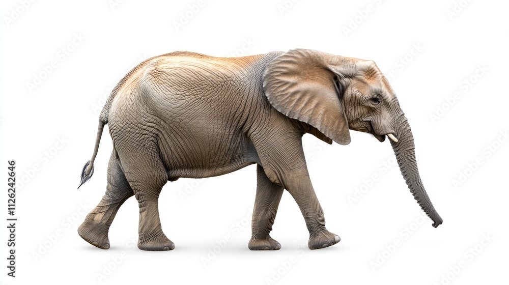 African Elephant Walking in Isolation African Elephant Walking in Isolation