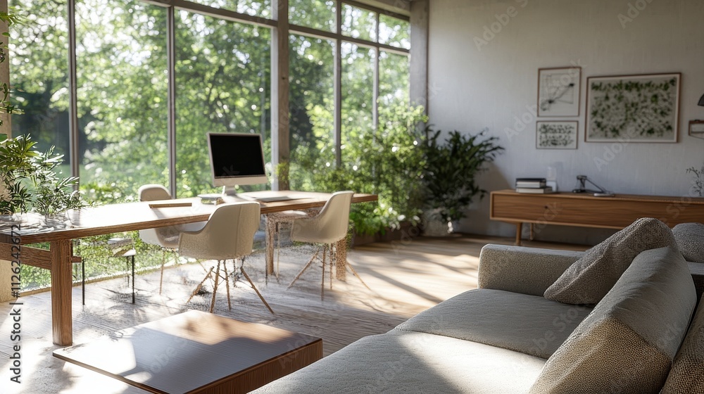 Serene Home Office with Panoramic Nature Views Serene Home Office with Panoramic Nature Views