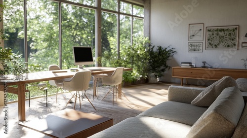 Serene Home Office with Panoramic Nature Views