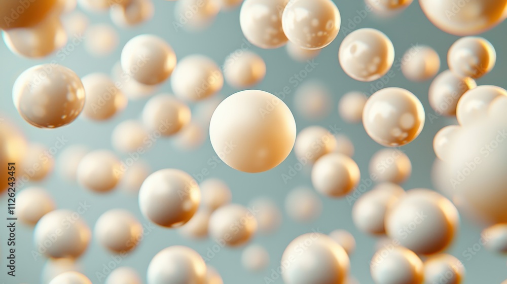 A mesmerizing abstract representation of floating spheres, creating a sense of depth and tranquility in a soft, illuminated environment. A mesmerizing abstract representation of floating spheres, creating a sense of depth and tranquility in a soft, illuminated environment.