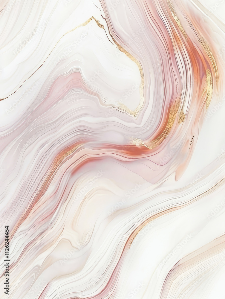 Obraz premium Graceful white marble waves with delicate golden accents flow artistically, showcasing refined elegance and timeless charm.