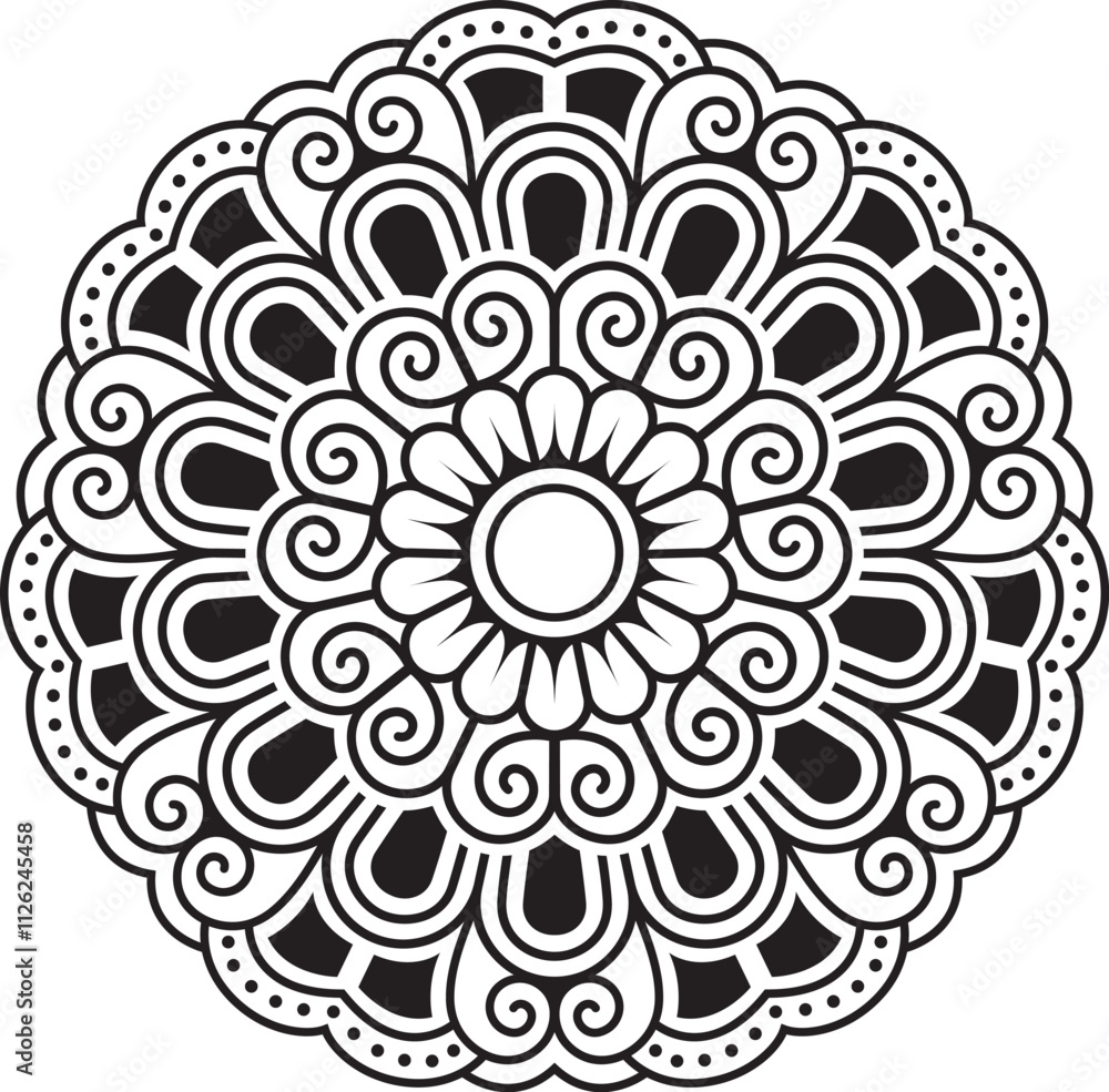 Circular mandala pattern. Henna tatoo mandala. Mehndi style. Decorative pattern in oriental style.Vector floral mandala. Geometric ornamental mandala Circular mandala pattern. Henna tatoo mandala. Mehndi style. Decorative pattern in oriental style.Vector floral mandala. Geometric ornamental mandala