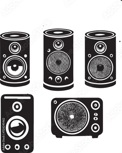 Smart Speaker Silhouette Vector Illustration - Modern Editable Design

