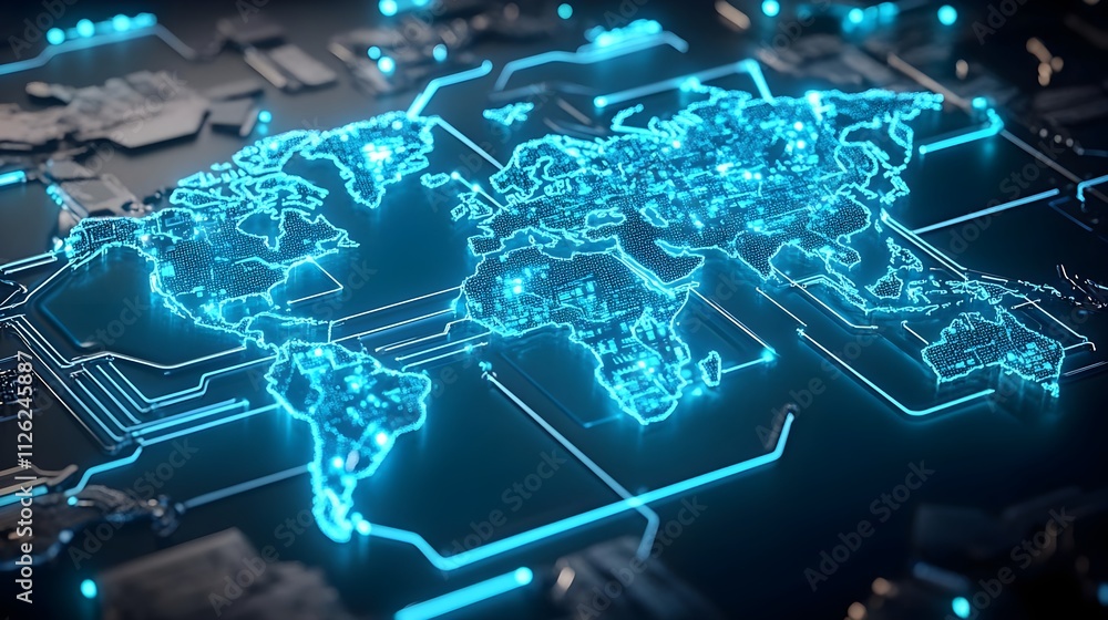 global network, digital world map, tech - global connectivity global network, digital world map, tech - global connectivity