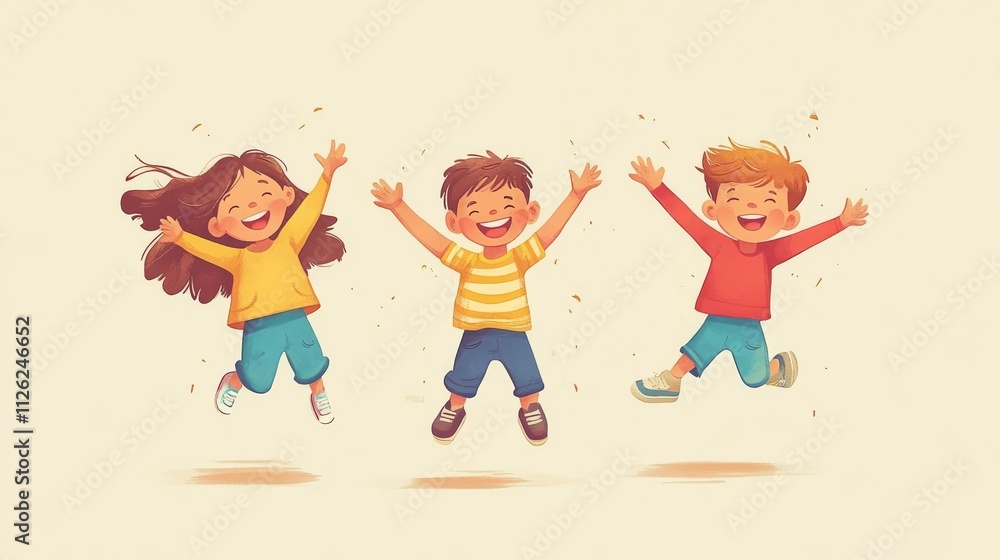 Fototapeta premium Joyful Children Playing in a Fun Vector Illustration Design