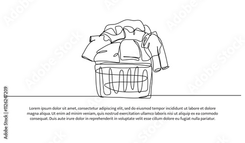 Continuous one line design of clothes basket. Minimalist style vector illustration on white background.