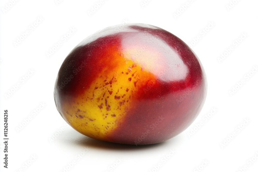 Obraz premium A ripe nectarine with a smooth glossy surface blending warm hues of red