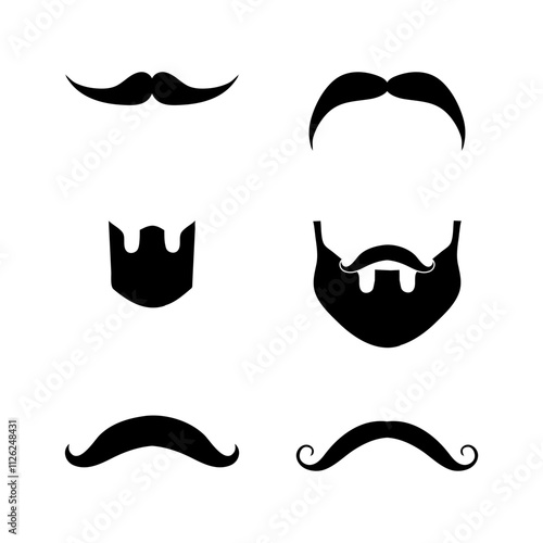 Set of beards and mustaches vector icons