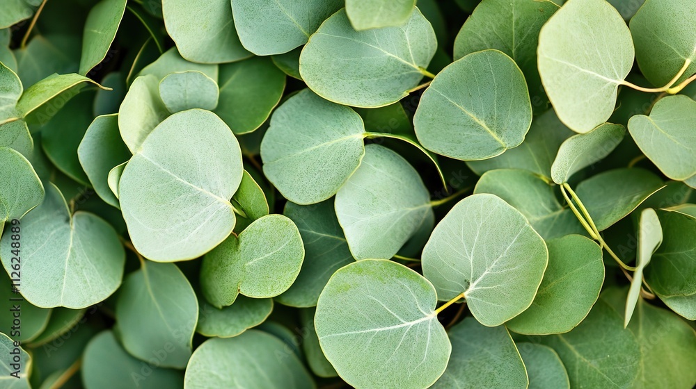 Fototapeta premium Selective Focus on Eucalyptus Leaves with Soft Green Background