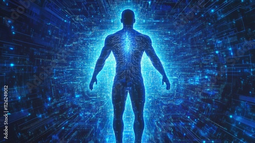 Wallpaper Mural Being male figure with digital brain and circuit pattern technology AI. Torontodigital.ca