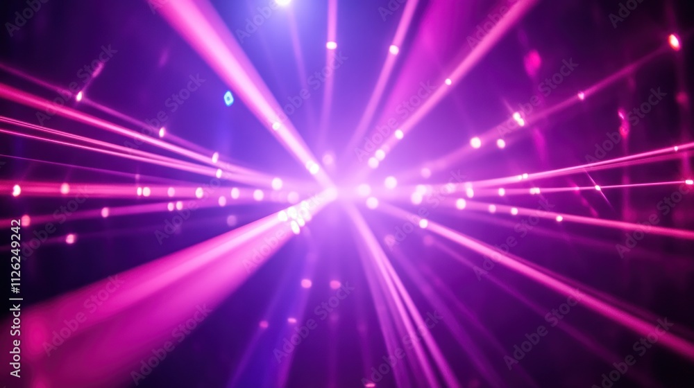 Fototapeta premium Radiant Purple Laser Beams in a Dark Space
