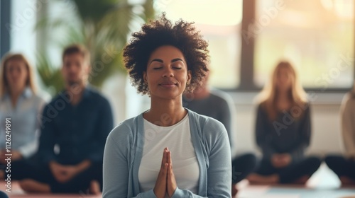 Detailed image of a companys employee wellness program brochure showcasing various initiatives such as yoga cles wellness workshops and mental health resources. This program photo