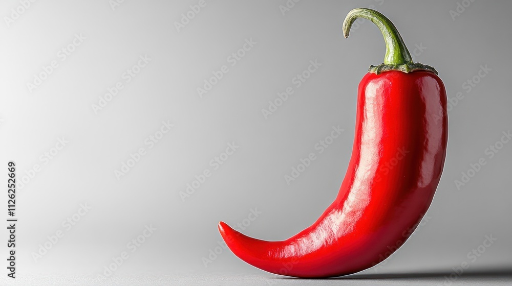 Vibrant Red Chili Pepper on Neutral Background: A Culinary Still Life Vibrant Red Chili Pepper on Neutral Background: A Culinary Still Life