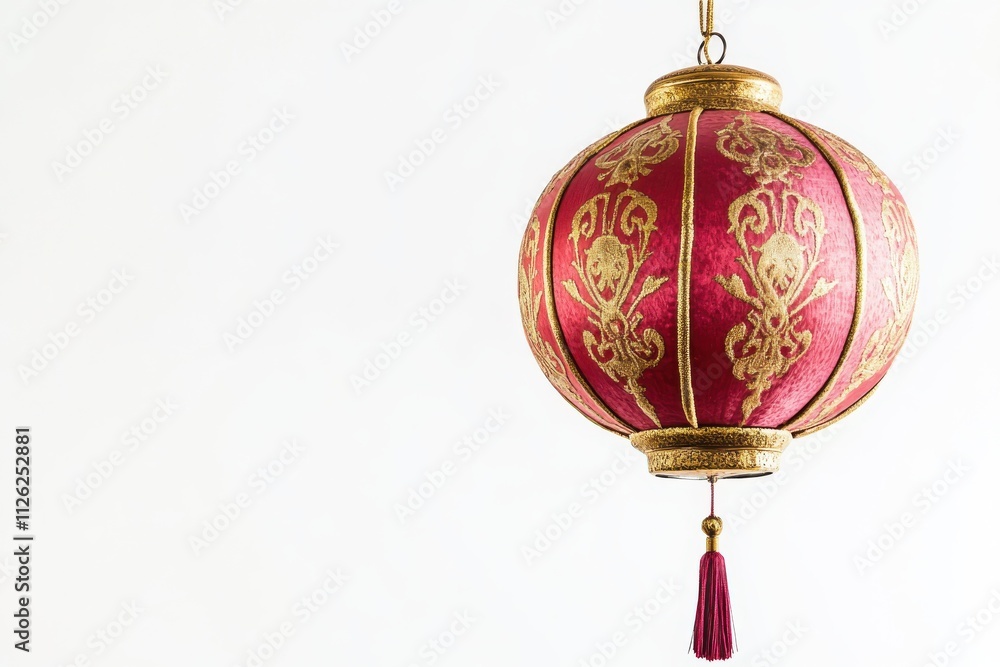 A traditional Chinese red lantern with gold accents and intricate patterns A traditional Chinese red lantern with gold accents and intricate patterns