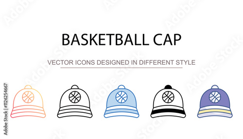 Basketball cap icon design with white background stock illustration