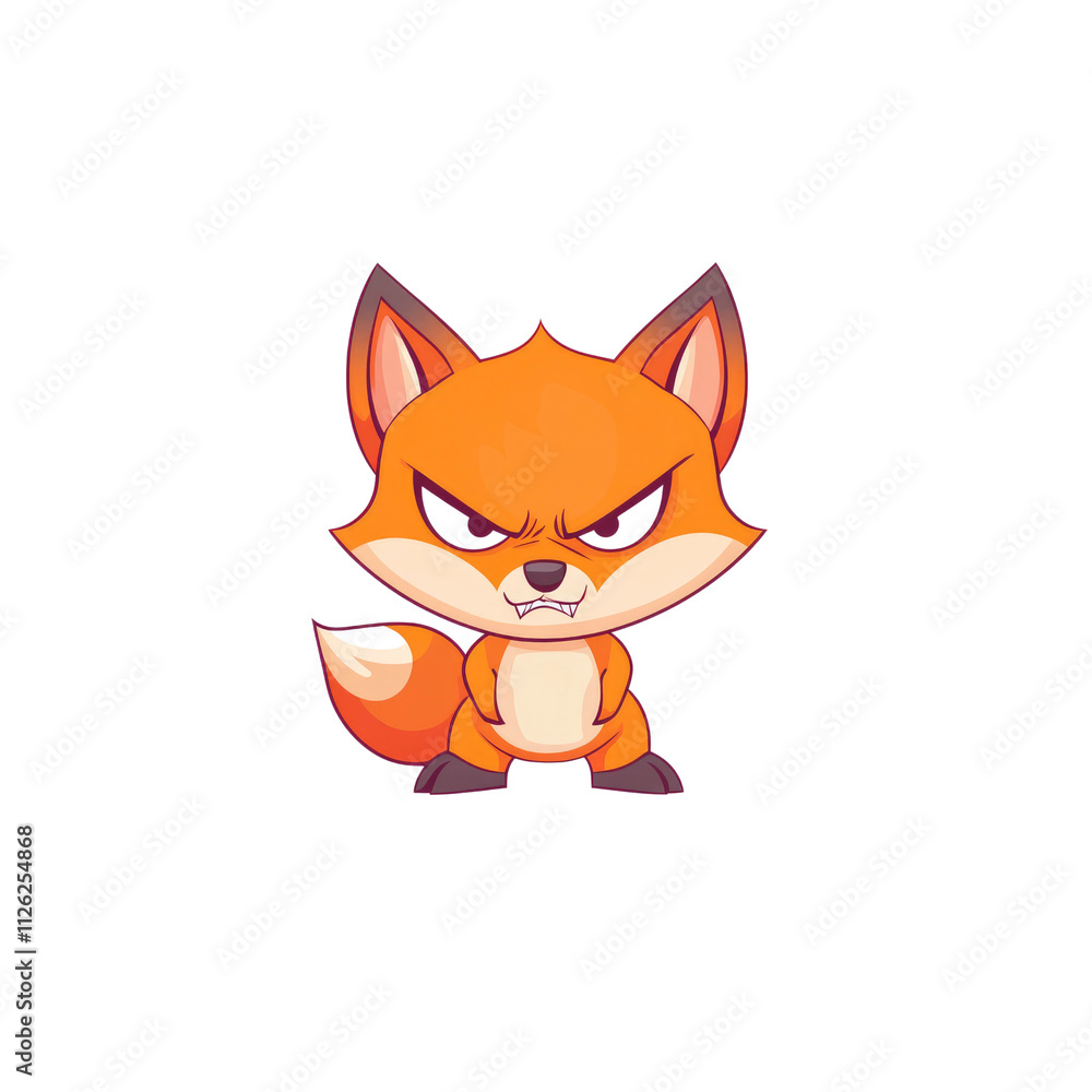 Obraz premium Grumpy Cute Cartoon Fox Illustration