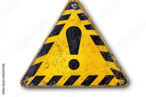 A yellow triangular warning sign with a bold black exclamation mark in the center photo