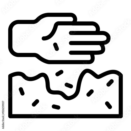 Hand Plant Seed line icon