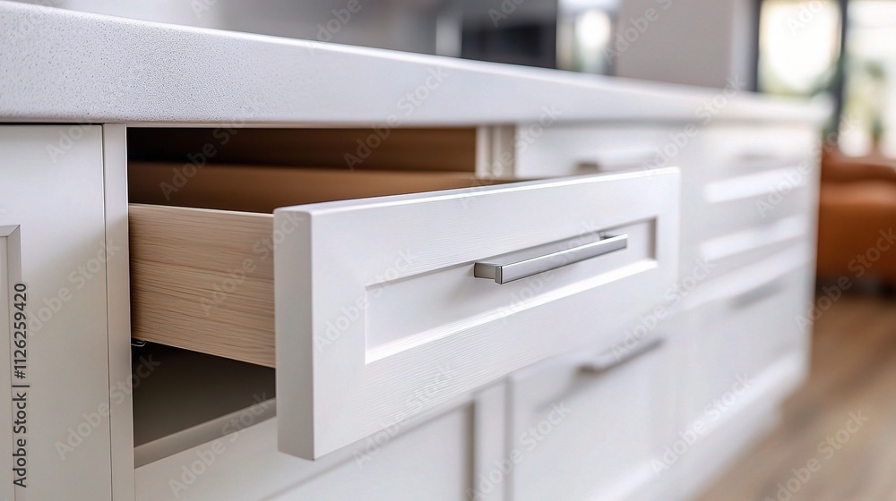 Modern White Drawer in Bright Kitchen Counter Space Design Modern White Drawer in Bright Kitchen Counter Space Design