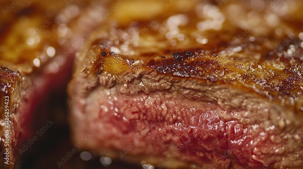 A mouthwatering image of a perfectly seared steak, showcasing its rich marbling and juicy interior A mouthwatering image of a perfectly seared steak, showcasing its rich marbling and juicy interior