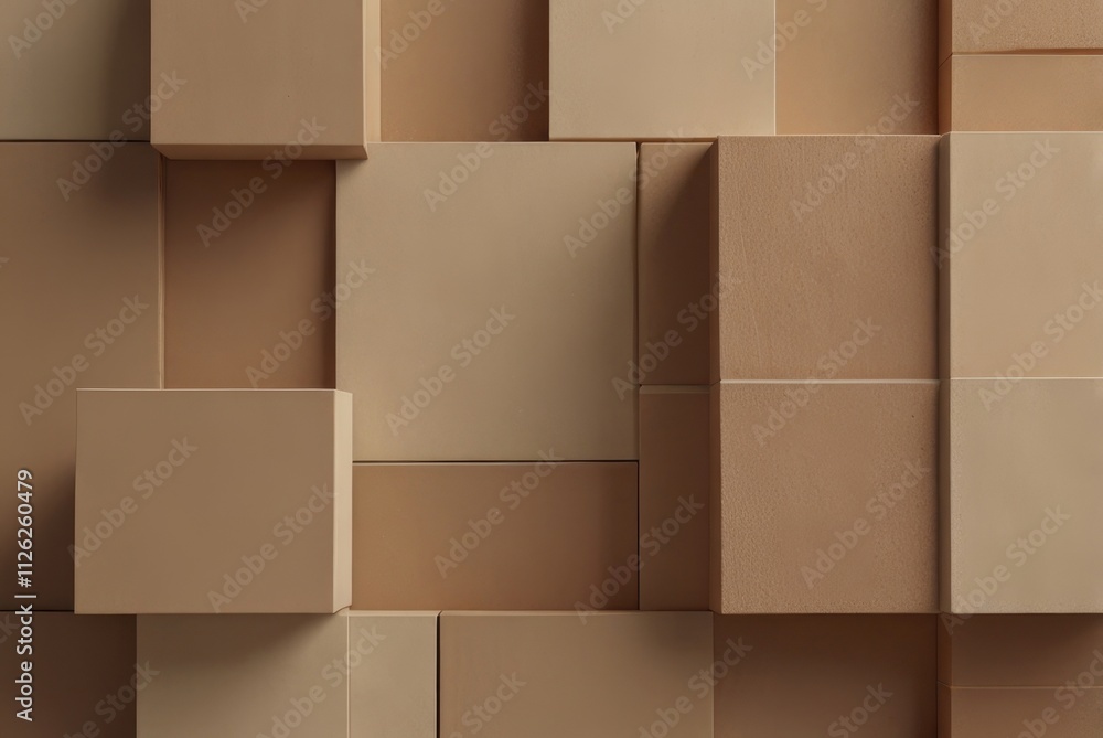 Modern geometric tan wall with 3d blocks: texture and pattern inspiration Modern geometric tan wall with 3d blocks: texture and pattern inspiration