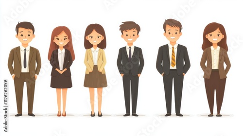 Engaging Vector Illustration of Office Staff in Professional Attire