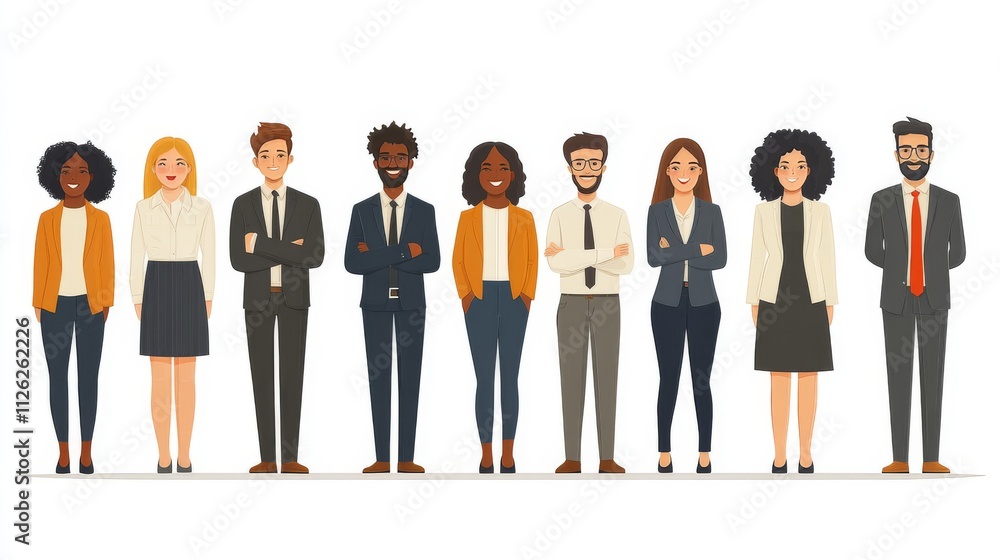 Diverse Team of Professionals in Modern Office Flat Design Vector Diverse Team of Professionals in Modern Office Flat Design Vector
