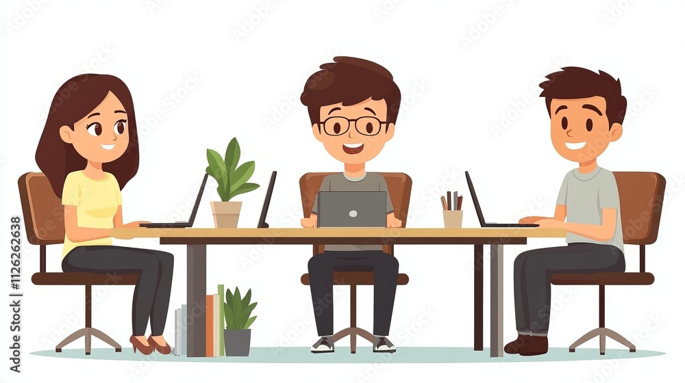 Bright Office Staff Working Together in a Collaborative Environment Bright Office Staff Working Together in a Collaborative Environment