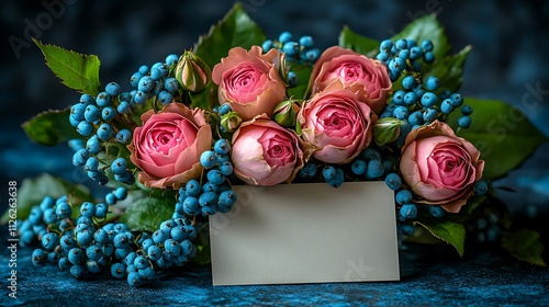 A Valentine's Day card concept anchored by a wide, empty space of solid color in the middle—soft rose or muted coral—devoid of any preprinted elements. The edges might show faint motifs: maybe  photo