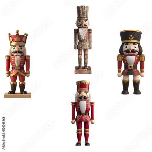 Wooden nutcracker soldier  isolated on transparent background