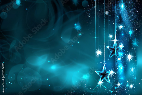Glowing blue starry background with sparkling effects for festive and magical digital designs.