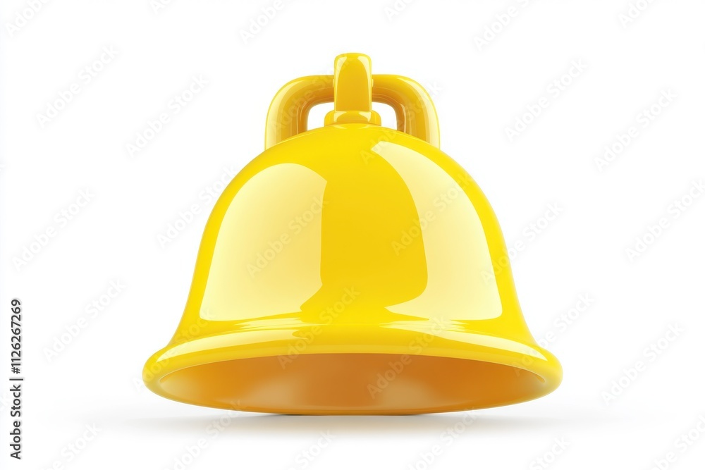 Yellow 3D bell icon illustration with a smooth Yellow 3D bell icon illustration with a smooth