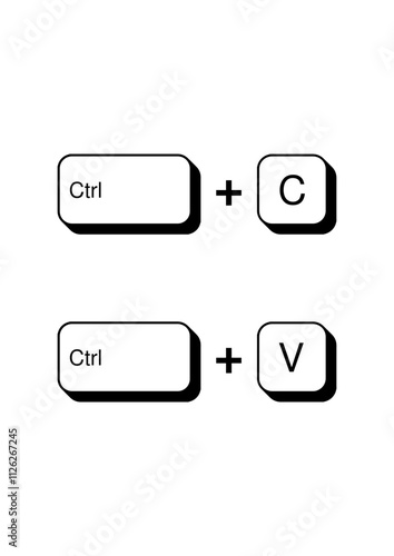 Ctrl C and Ctrl V Short Cut for Copy and Paste Keyboard Keys Concept