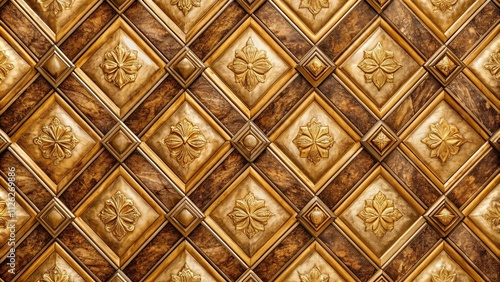 Diamond-Shaped Gold and Brown Tile Pattern for Luxury Decor