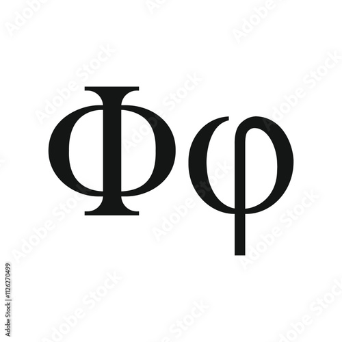 Phi greek letter, Phi ancient symbol vector illustration