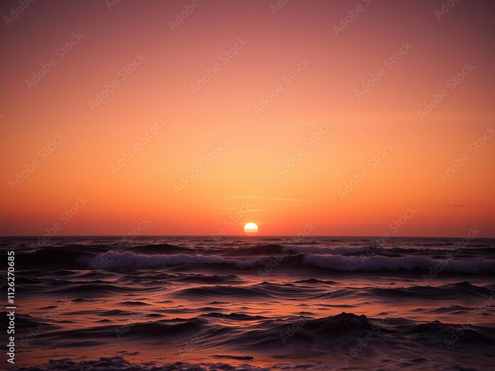 Sunset over the ocean with golden light on waves, ocean scenery, sunset ocean, sky and sea Sunset over the ocean with golden light on waves, ocean scenery, sunset ocean, sky and sea